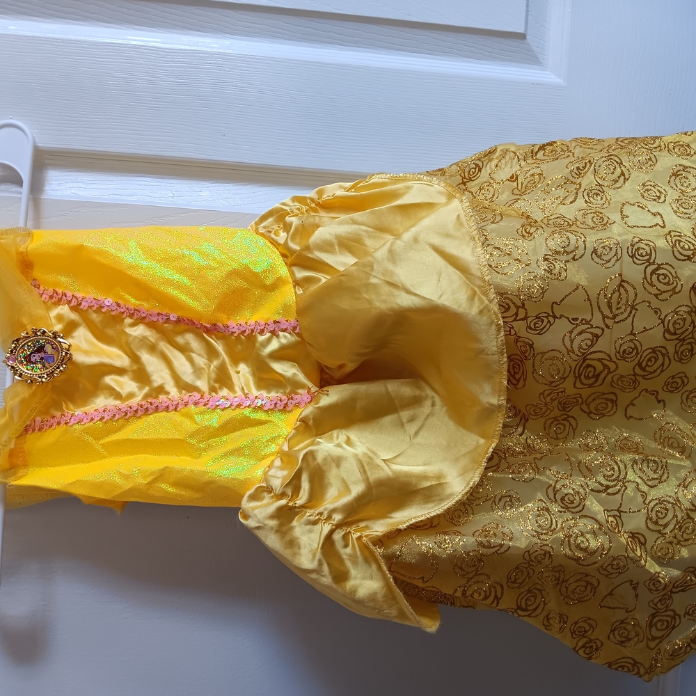 Yellow Princess Dress with Rose Pattern